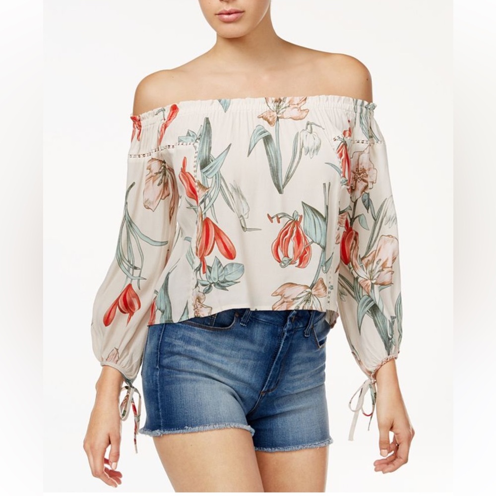 Astr the Label Chavelle Off the Shoulder Floral Print Top Blouse Size M